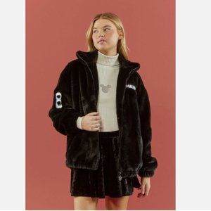NWT Forever 21 x Disney collection Mickey Mouse Faux Fur Zip-Up Jacket